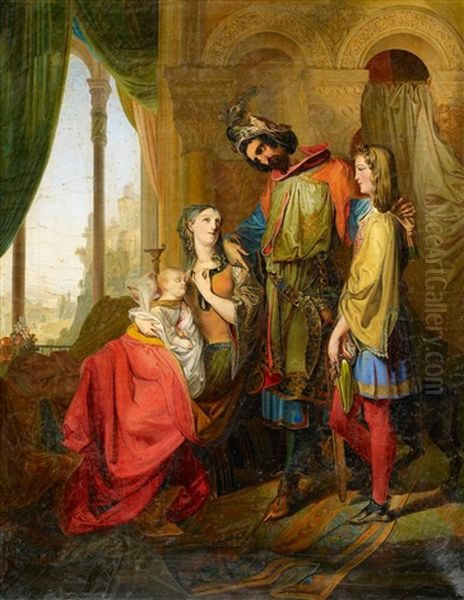 Szene Aus Der Ballade Schillers Vom Ritter Toggenburg Oil Painting by Heinrich Jakob Fried