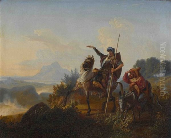 Don Quijote Und Sancho Panza Oil Painting by Heinrich Jakob Fried