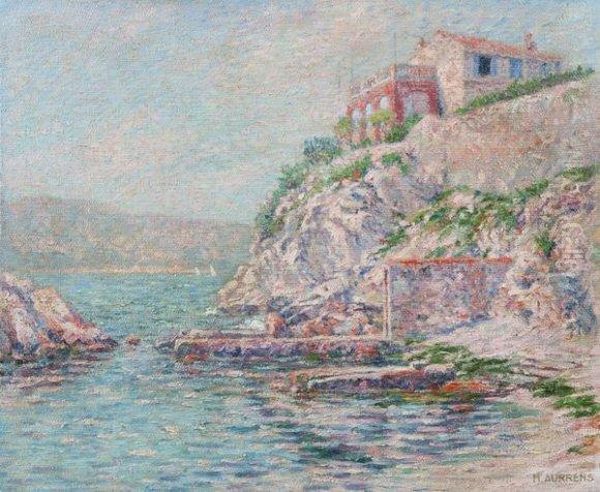 Maison Sur La Corniche Oil Painting by Henri Aurrens