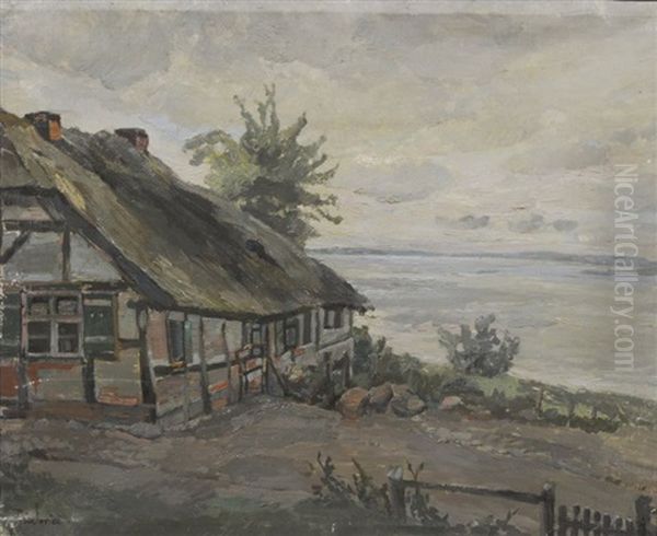 Fischerkate Am Bodden Oil Painting by Walter Friederici