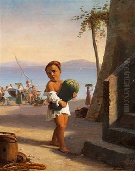 En Dreng Paa Capri Oil Painting by Julius Friedlaender