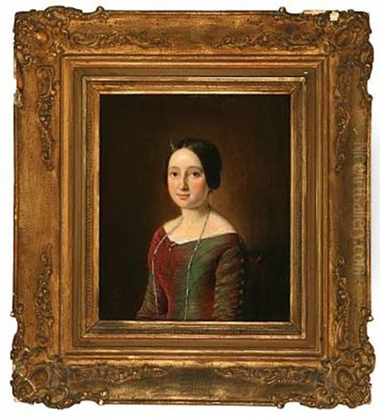 Portraet Of Mrs. Hanne Meyer Oil Painting by Julius Friedlaender