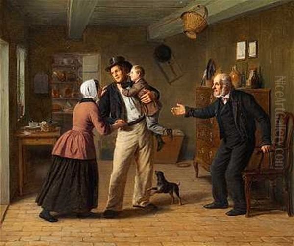 Hjemkomsten Oil Painting by Julius Friedlaender