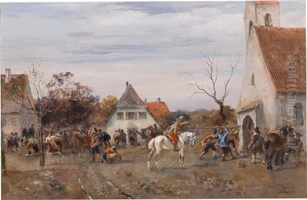 Looting Oil Painting by Alfred Ritter von Malheim Friedlaender