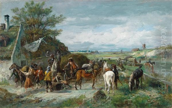 Plunderung Oil Painting by Alfred Ritter von Malheim Friedlaender