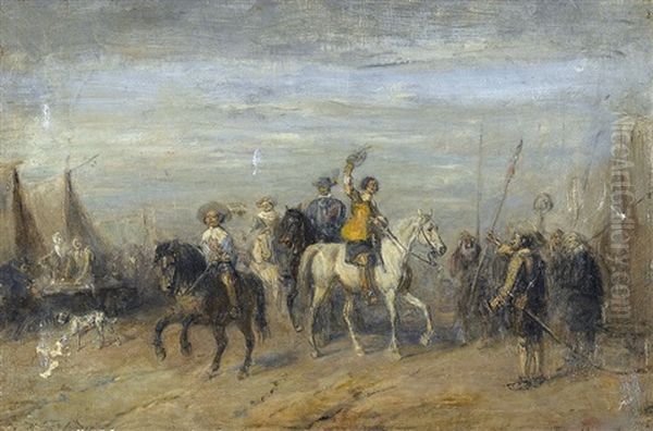 Prinzenbesuch Im Feldlager Oil Painting by Alfred Ritter von Malheim Friedlaender