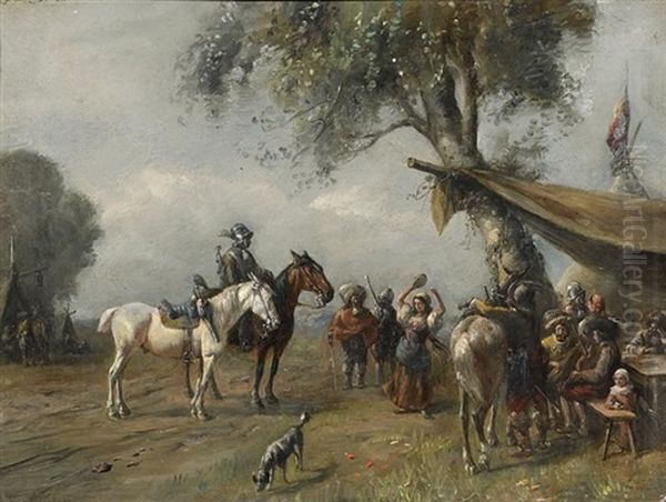 Tanz Der Zigeunerin Im Lager Oil Painting by Alfred Ritter von Malheim Friedlaender