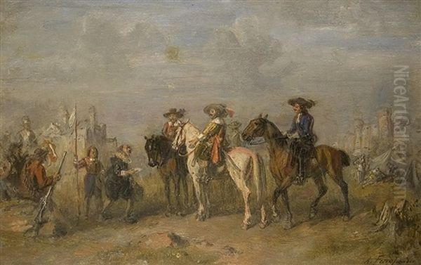 Unterhandler Vor Den Reitern Oil Painting by Alfred Ritter von Malheim Friedlaender