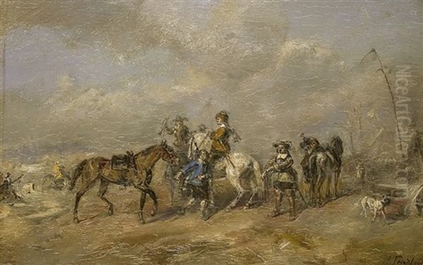 Aufbruch Zum Ritt Oil Painting by Alfred Ritter von Malheim Friedlaender