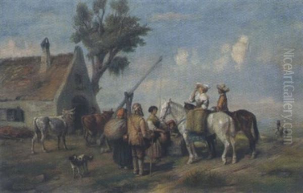 Rast An Der Schenke Oil Painting by Alfred Ritter von Malheim Friedlaender