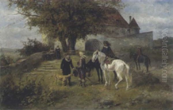 Ankunft Eines Edelherrn Oil Painting by Alfred Ritter von Malheim Friedlaender