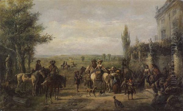 Aufbruch Zur Jagd Oil Painting by Alfred Ritter von Malheim Friedlaender