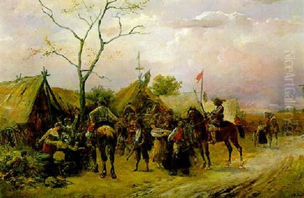 Vor Dem Zeltlager Oil Painting by Alfred Ritter von Malheim Friedlaender