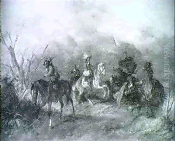 Reiterscharmutzel Aus Der Zeit Des Dreissigjahrigen Krieges Oil Painting by Alfred Ritter von Malheim Friedlaender