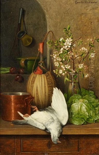 Kuchenstillleben Mit Wein Und Erlegtem Vogel Oil Painting by Camilla Edle von Malheim Friedlaender