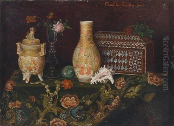 Stillleben Mit Asiatischer Vase Und Gefas Oil Painting by Camilla Edle von Malheim Friedlaender