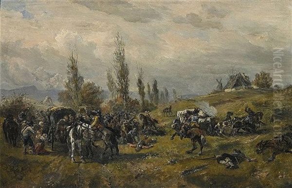 Rauberischer Uberfall Oil Painting by Friedrich Ritter von Malheim Friedlaender