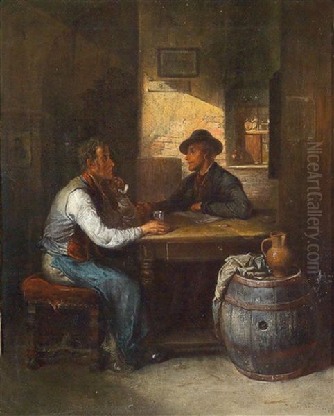 In Conversation Oil Painting by Friedrich Ritter von Malheim Friedlaender