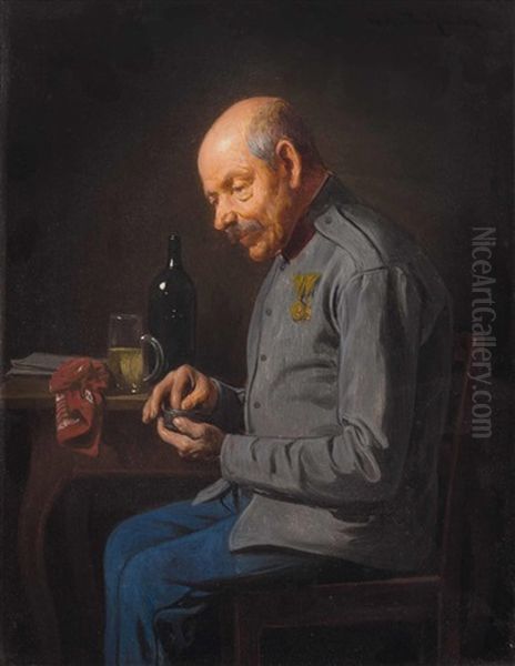 Monarchieveteran Mit Schnupftabakdose Oil Painting by Friedrich Ritter von Malheim Friedlaender