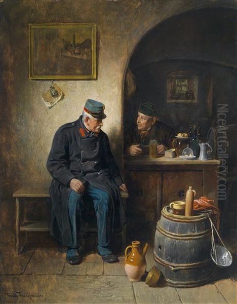 Im Weinkeller Oil Painting by Friedrich Ritter von Malheim Friedlaender