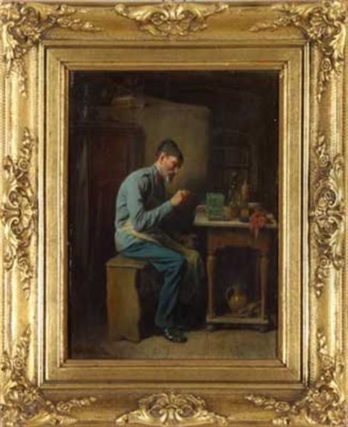 Der Grune Vogelbauer Oil Painting by Friedrich Ritter von Malheim Friedlaender