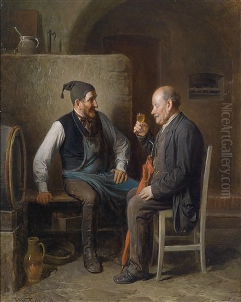 Die Weinverkostung Oil Painting by Friedrich Ritter von Malheim Friedlaender