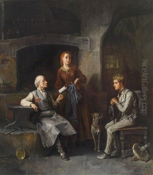 Der Neue Geselle Oil Painting by Friedrich Ritter von Malheim Friedlaender