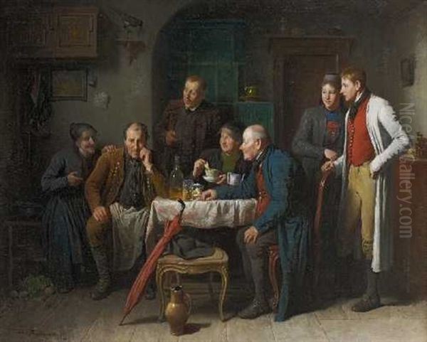 Brautwerbung Oil Painting by Friedrich Ritter von Malheim Friedlaender