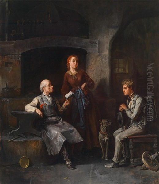 Der Neue Geselle Oil Painting by Friedrich Ritter von Malheim Friedlaender