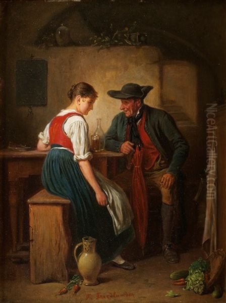 Pa Vardshuset Oil Painting by Friedrich Ritter von Malheim Friedlaender