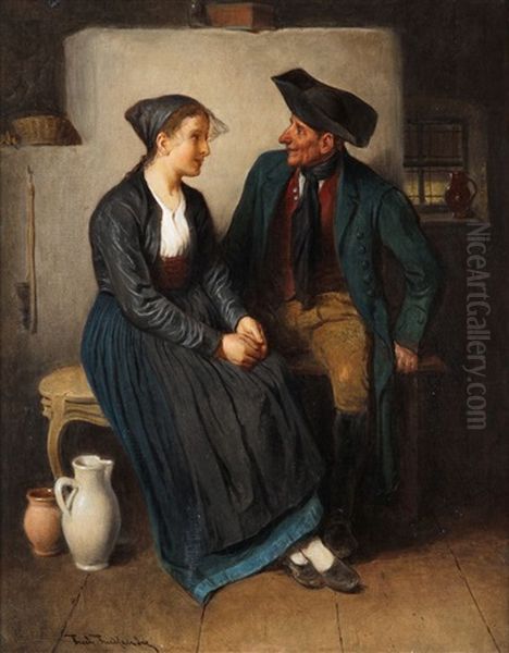 Der Heiratsantrag Oil Painting by Friedrich Ritter von Malheim Friedlaender