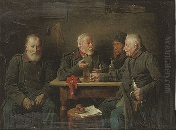 Old Friends Oil Painting by Friedrich Ritter von Malheim Friedlaender