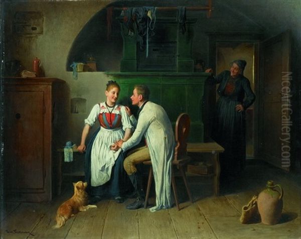 Der Antrag Oil Painting by Friedrich Ritter von Malheim Friedlaender