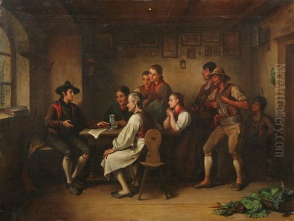 Brautwerbung - The Dowry Oil Painting by Friedrich Ritter von Malheim Friedlaender