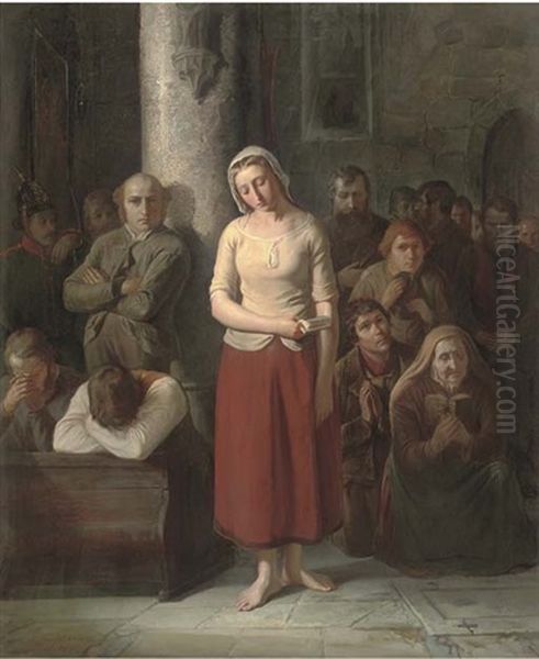 A Moment Of Prayer Oil Painting by Friedrich Ritter von Malheim Friedlaender