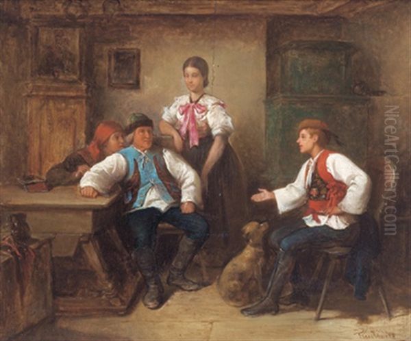 Der Brautwerber Oil Painting by Friedrich Ritter von Malheim Friedlaender