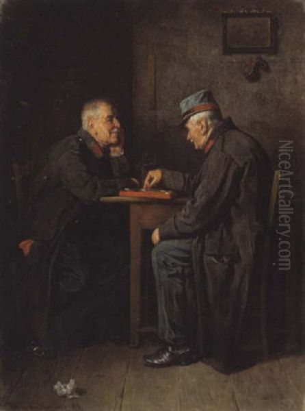 Veteranen Beim Brettspiel Oil Painting by Friedrich Ritter von Malheim Friedlaender