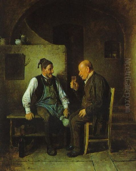 Ein Guter Tropfen Oil Painting by Friedrich Ritter von Malheim Friedlaender