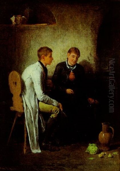 Im Gesprach Oil Painting by Friedrich Ritter von Malheim Friedlaender