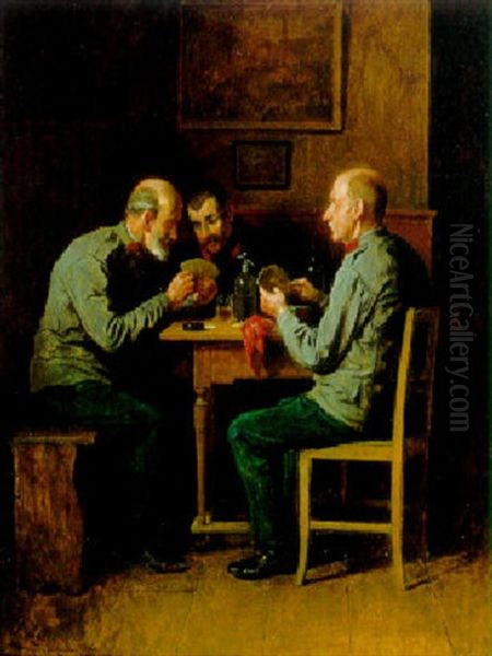 Der Kartenspieler Oil Painting by Friedrich Ritter von Malheim Friedlaender