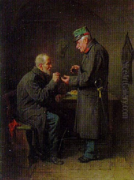 A Pinch Of Snuff Oil Painting by Friedrich Ritter von Malheim Friedlaender