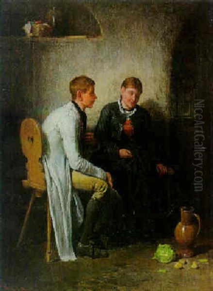 Zartes Werben Oil Painting by Friedrich Ritter von Malheim Friedlaender