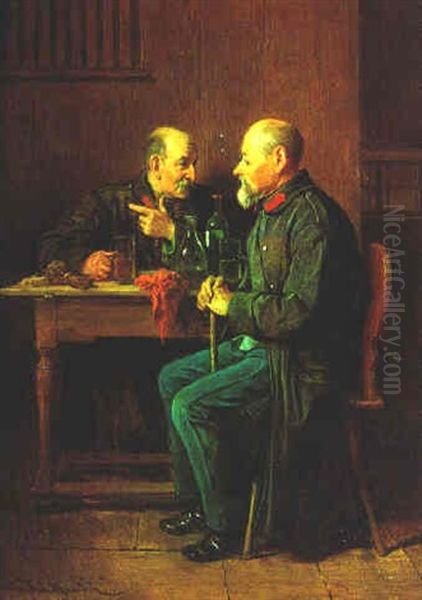 Veteranen Im Gesprach Oil Painting by Friedrich Ritter von Malheim Friedlaender