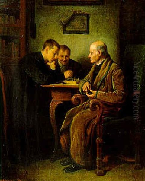 Schachspieler Oil Painting by Friedrich Ritter von Malheim Friedlaender