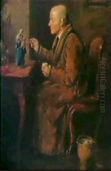 Der Restaurator Oil Painting by Friedrich Ritter von Malheim Friedlaender