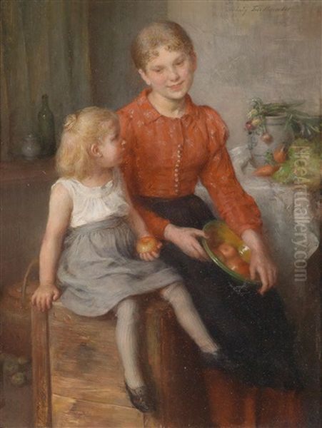 Hilfe In Der Kuche Oil Painting by Hedwig Edle von Malheim Friedlaender