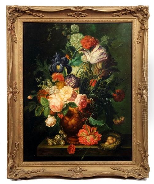 Dutch Style Floral Still Life Oil Painting by Hedwig Edle von Malheim Friedlaender