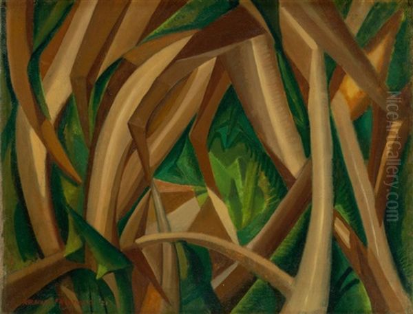 Untitled (leaf Abstraction I) Oil Painting by Arnold Friedman