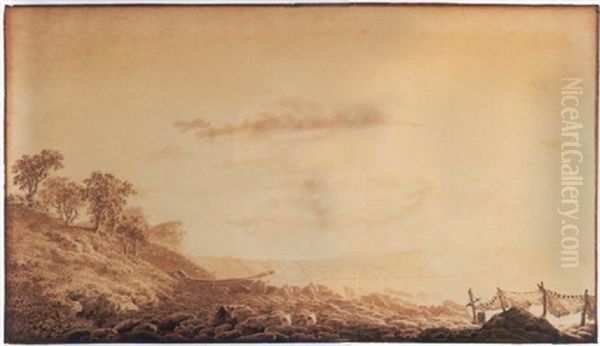 Blick Auf Arkona Mit Aufgehendem Mond Und Netzen Oil Painting by Caspar David Friedrich