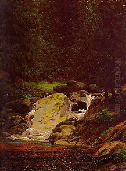 Tannenwald Mit Wasserfall Oil Painting by Caspar David Friedrich